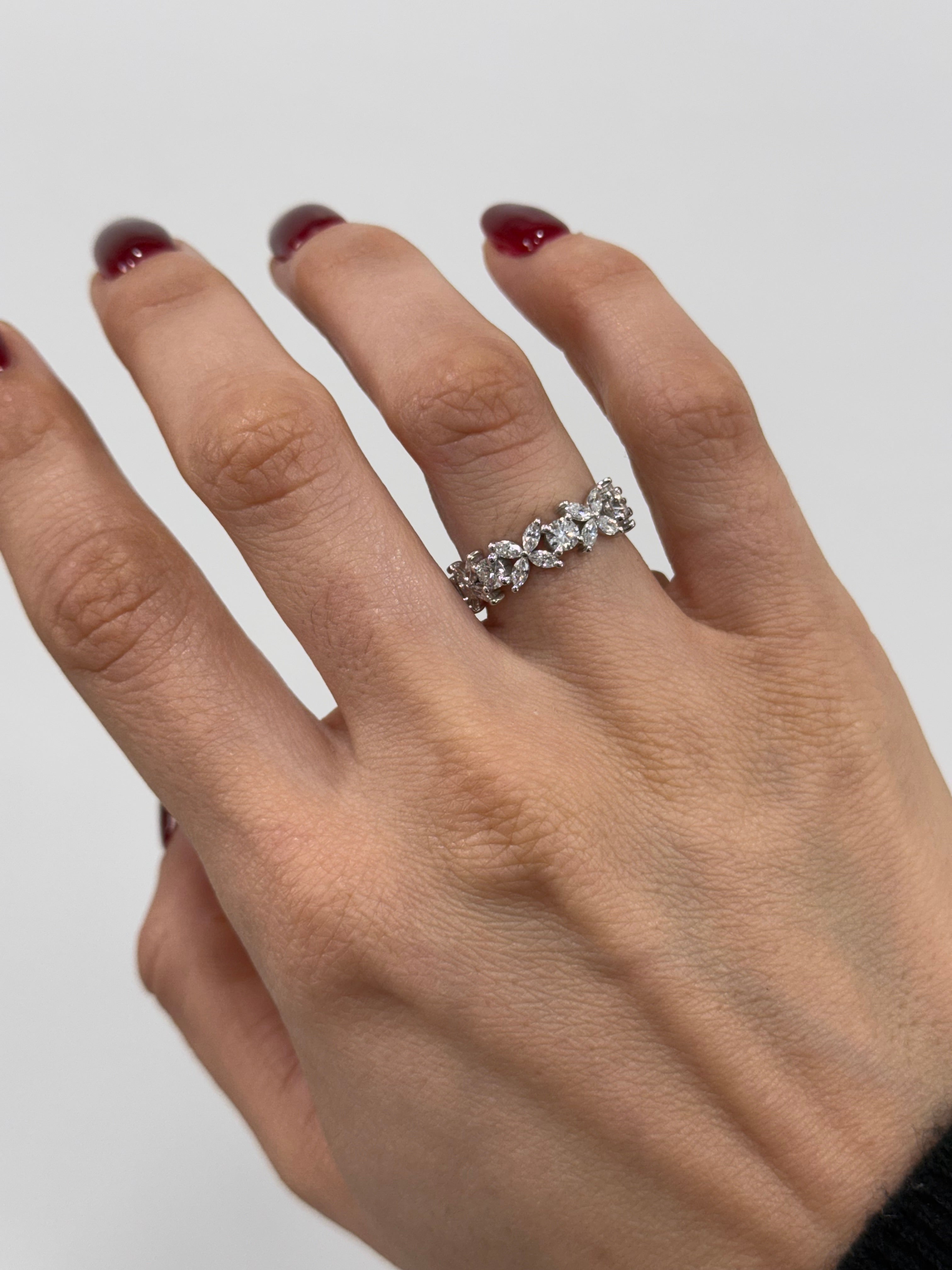 LAB MARQUISE FLOWER + ROUND ETERNITY BAND