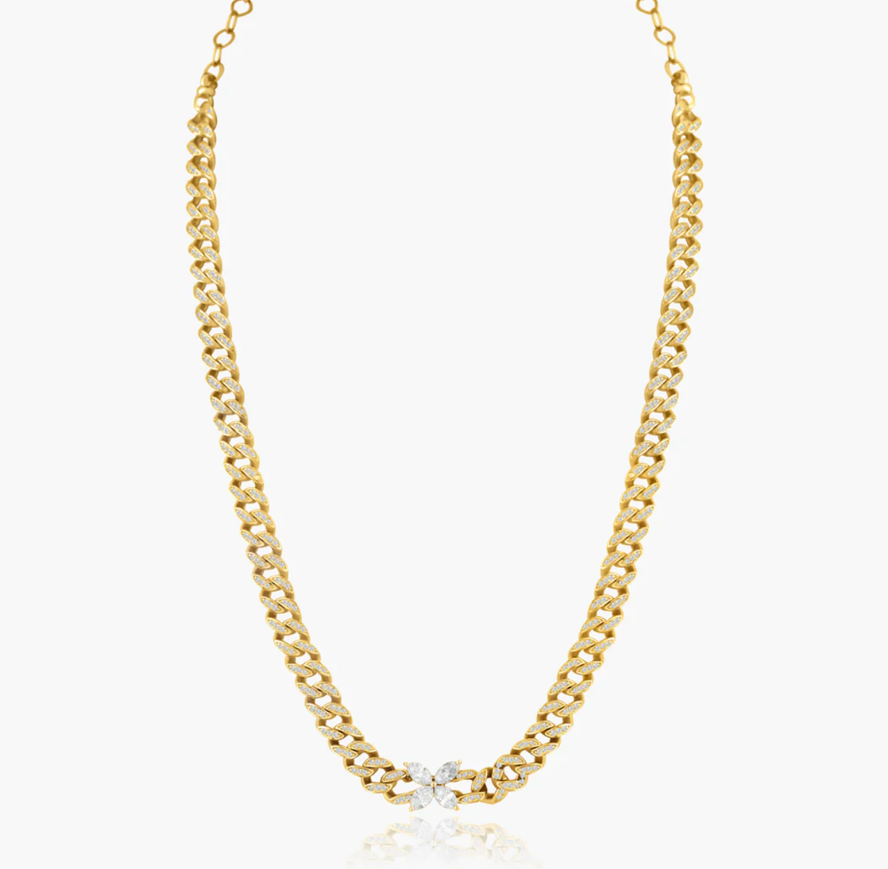 Pavé Cuban Link + Marquise Flower Center